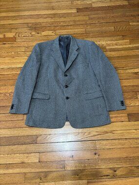 Vintage Avoca Mens Sport Coat 46R Gray Black Houndstooth Blazer Jacket Ireland